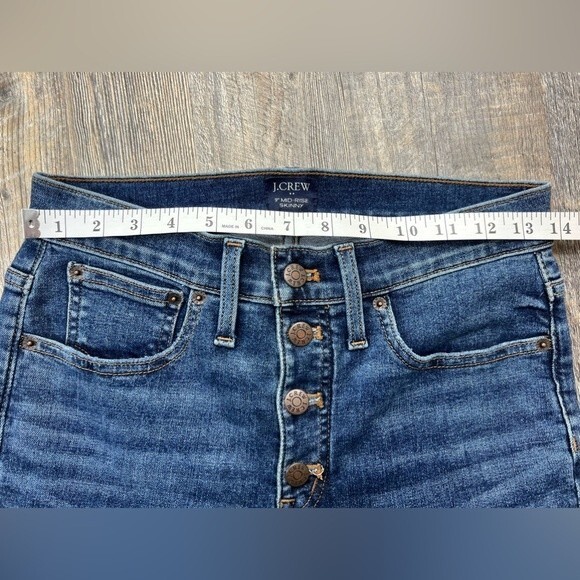 J. Crew Women's Jeans Blue 9" Mid Rise Skinny Button Fly Size 27 - Picture 13 of 14